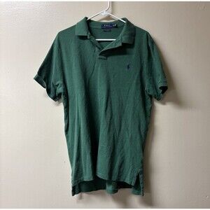 Polo Ralph Lauren Mens XL Green Polo Shirt Short Sleeve Blue Pony Custom Fit